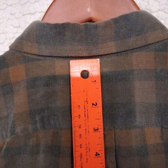 ROWM Men's Medium Shirt Button Down Long Sleeve 100% Cotton Corduroy Brown Plaid - Picture 16 of 16